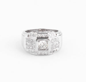 Bague en platine et diamants à gradins