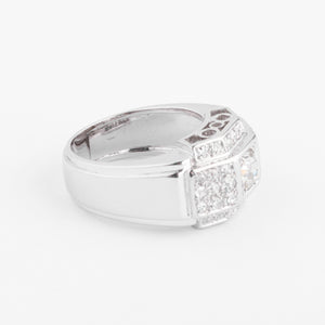 Bague en platine et diamants à gradins
