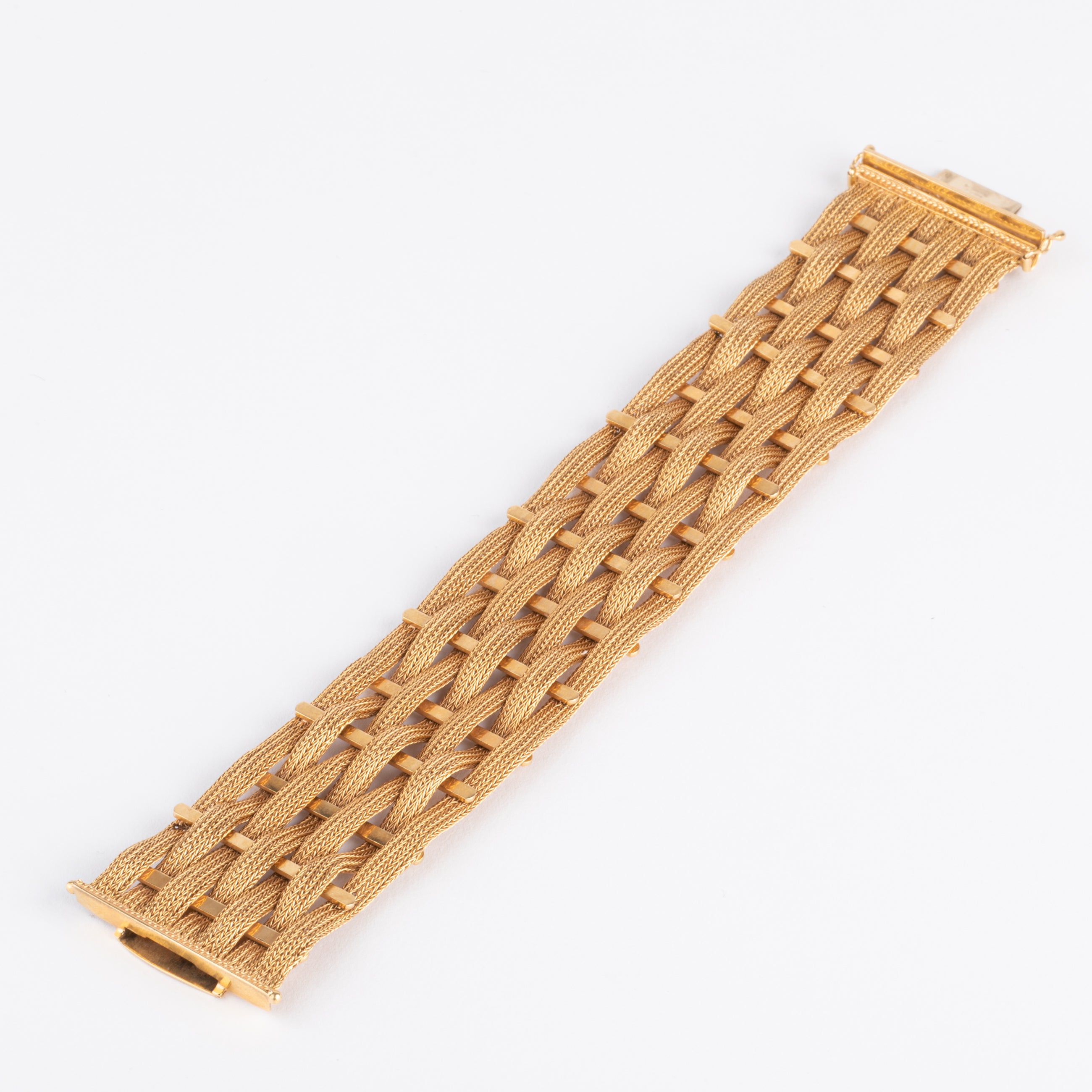 Bracelet en or jaune tissé