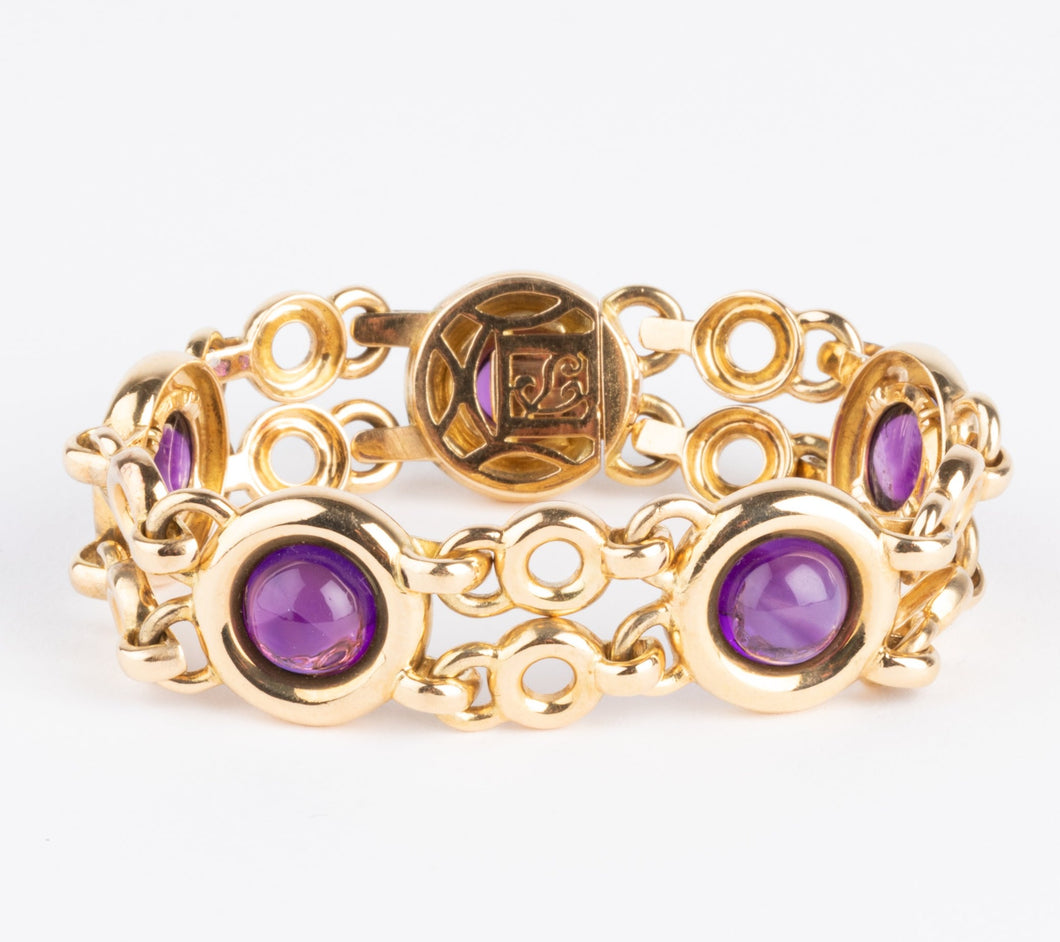Bracelet or jaune et améthyste de la maison Poiray