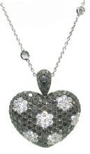Charger l&#39;image dans la galerie, Collier ornée d&#39;un pendentif formant un cœur en diamant noirs et blancs - adalgyseboutique
