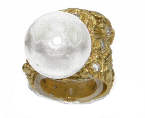 Bague or jaune et Perle - adalgyseboutique
