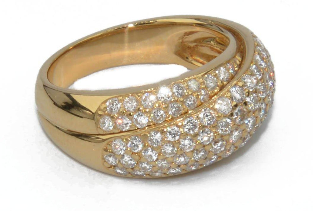 Bague jonc or jaune entièrement pavée de  diamant - adalgyseboutique