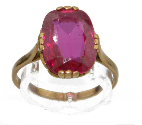 Bague or jaune ornée d'une pierre rouge - adalgyseboutique