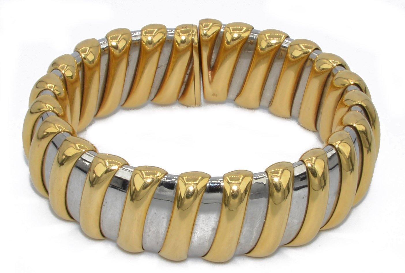 Bracelet or jaune et acier signée de la maison Bvlgari - adalgyseboutique