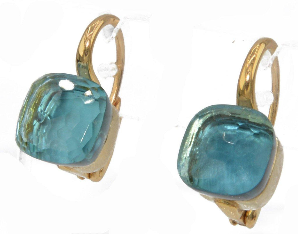 Paire de boucles d'oreilles de la maison Pomellato modéle Nudo en Topaze Bleue - adalgyseboutique