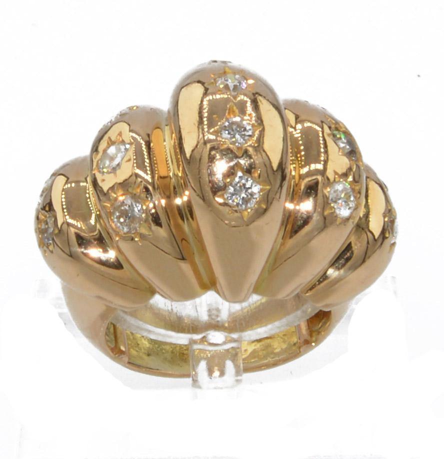 Bague or rose bombée en diamant serti étoile - adalgyseboutique