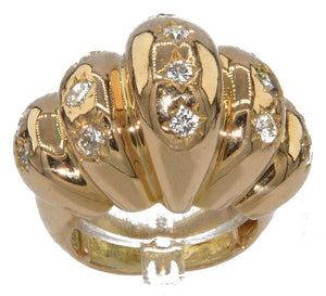 Bague or rose bombée en diamant serti étoile - adalgyseboutique