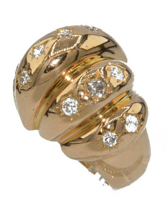 Bague or rose bombée en diamant serti étoile - adalgyseboutique