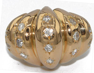 Bague or rose bombée en diamant serti étoile - adalgyseboutique