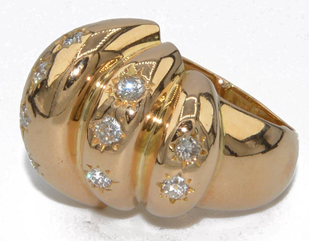 Bague or rose bombée en diamant serti étoile - adalgyseboutique