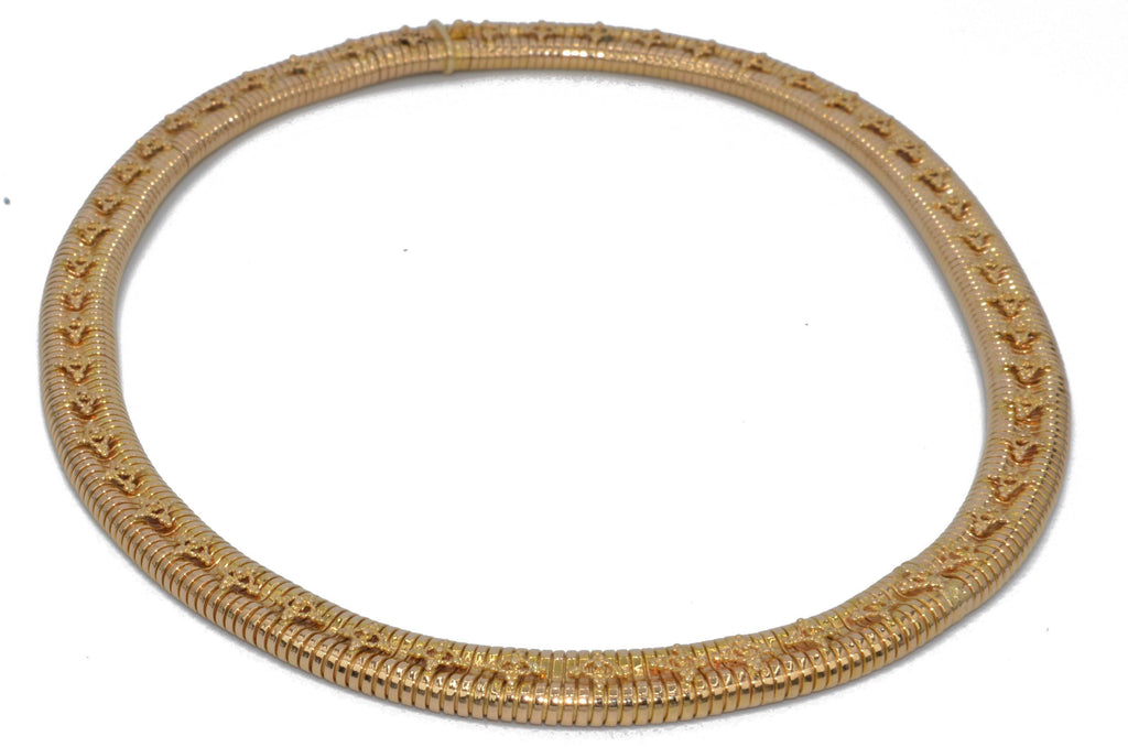 Collier Tubogas des années 1950 en or jaune orné de motifs sur toute la maille - adalgyseboutique