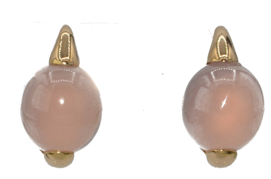 Paire de boucles d'oreilles or rose Pomellato et quartz rose