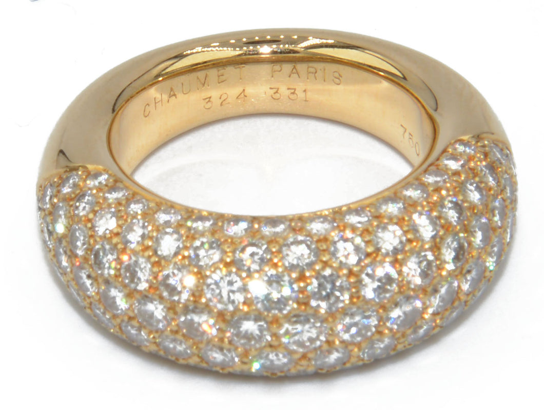 Bague jonc or jaune  en diamant de la maison Chaumet