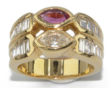 Charger l&#39;image dans la galerie, Bague or jaune en toi et moi rubis et diamant
