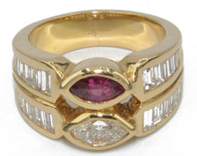 Charger l&#39;image dans la galerie, Bague or jaune en toi et moi rubis et diamant
