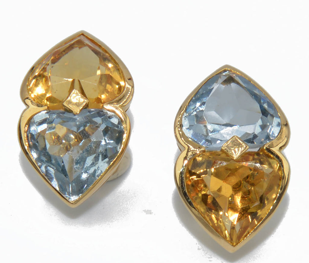 Boucles d'oreilles en or jaune et pierres fines