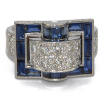 Charger l&#39;image dans la galerie, Bague en or gris et saphirs bleus calibrés
