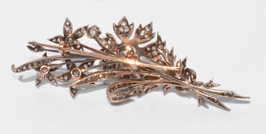 Broche fleur trembleuse en diamant et taille ancienne