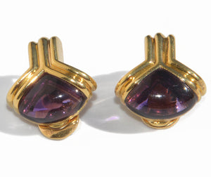 Boucles d'oreilles or jaune de la maison Bvlgari en améthyste