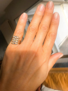 Bague or jaune 1910 en saphirs cabochons et diamants