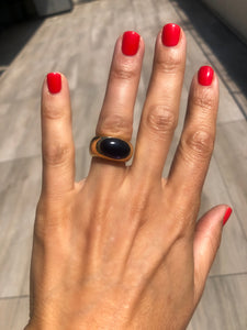 Bague signée de la maison Pomellato en or jaune et cordiérite