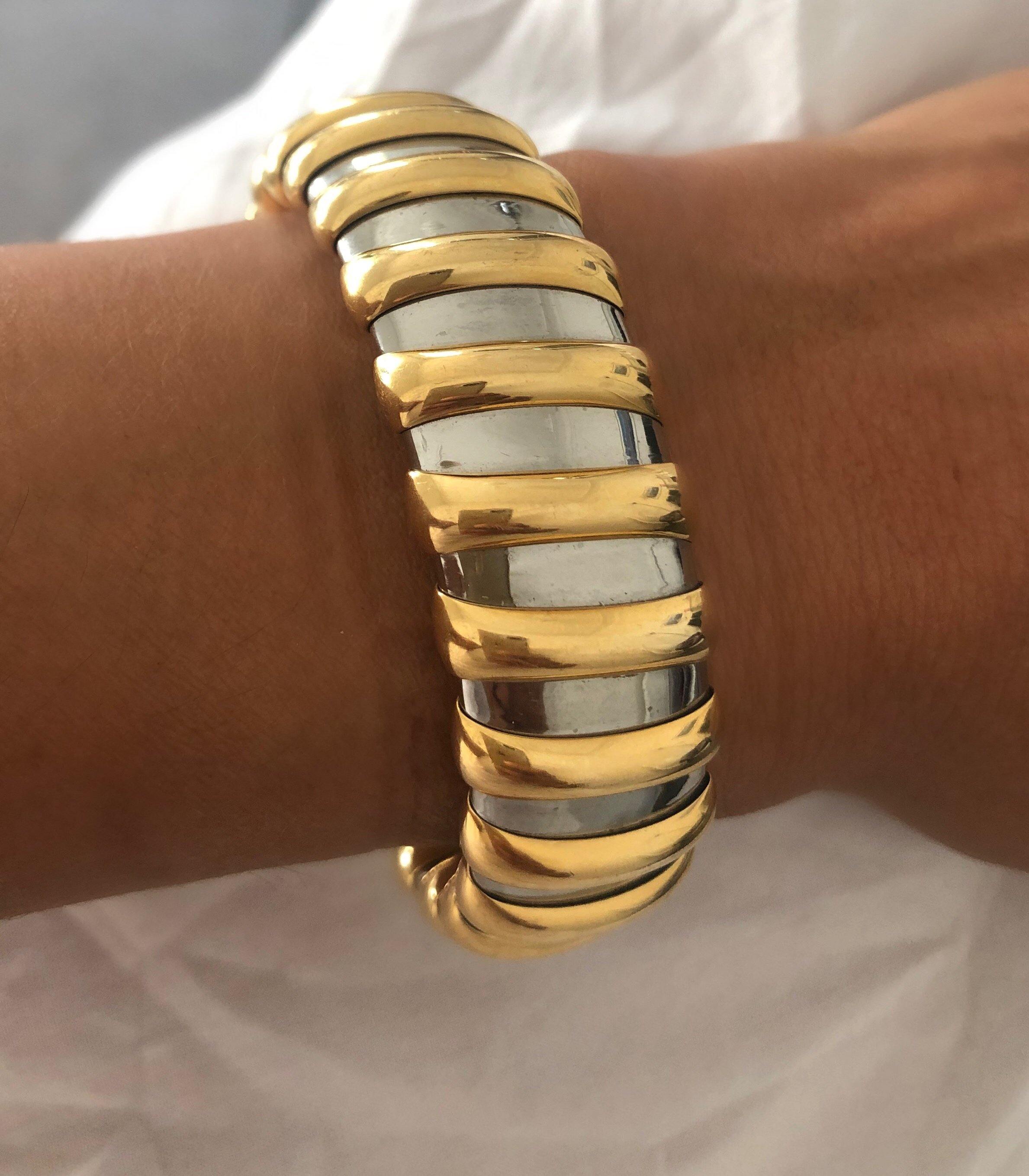 Bracelet or jaune et acier signée de la maison Bvlgari - adalgyseboutique