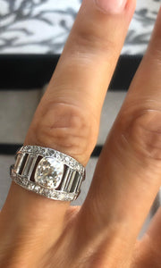 Bague en diamant et platine forme bandeau - adalgyseboutique