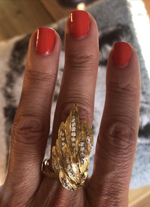 Bague forme feuille années 1970 - adalgyseboutique