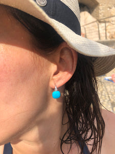 Boucles d'oreilles Pomellato modèle Capri en or gris et turquoise