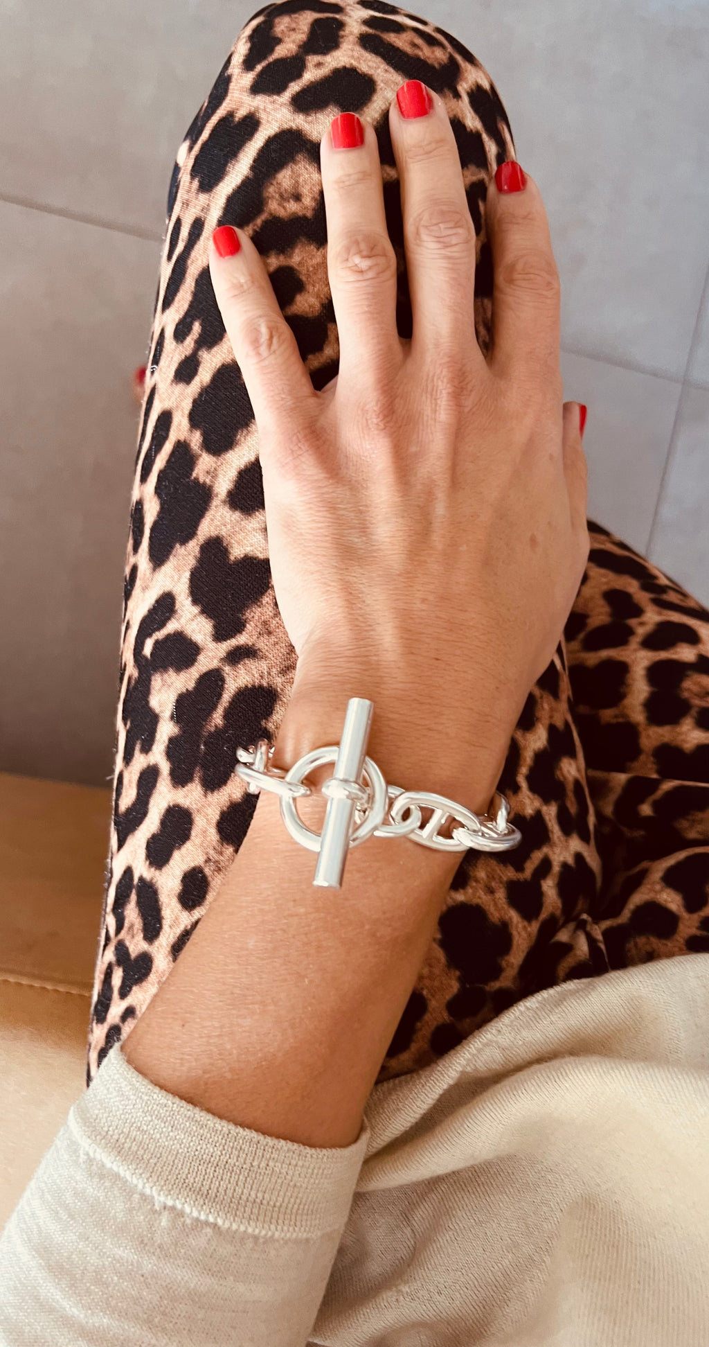 Bracelet en argent de la maison Hermés modèle chaine d'ancre