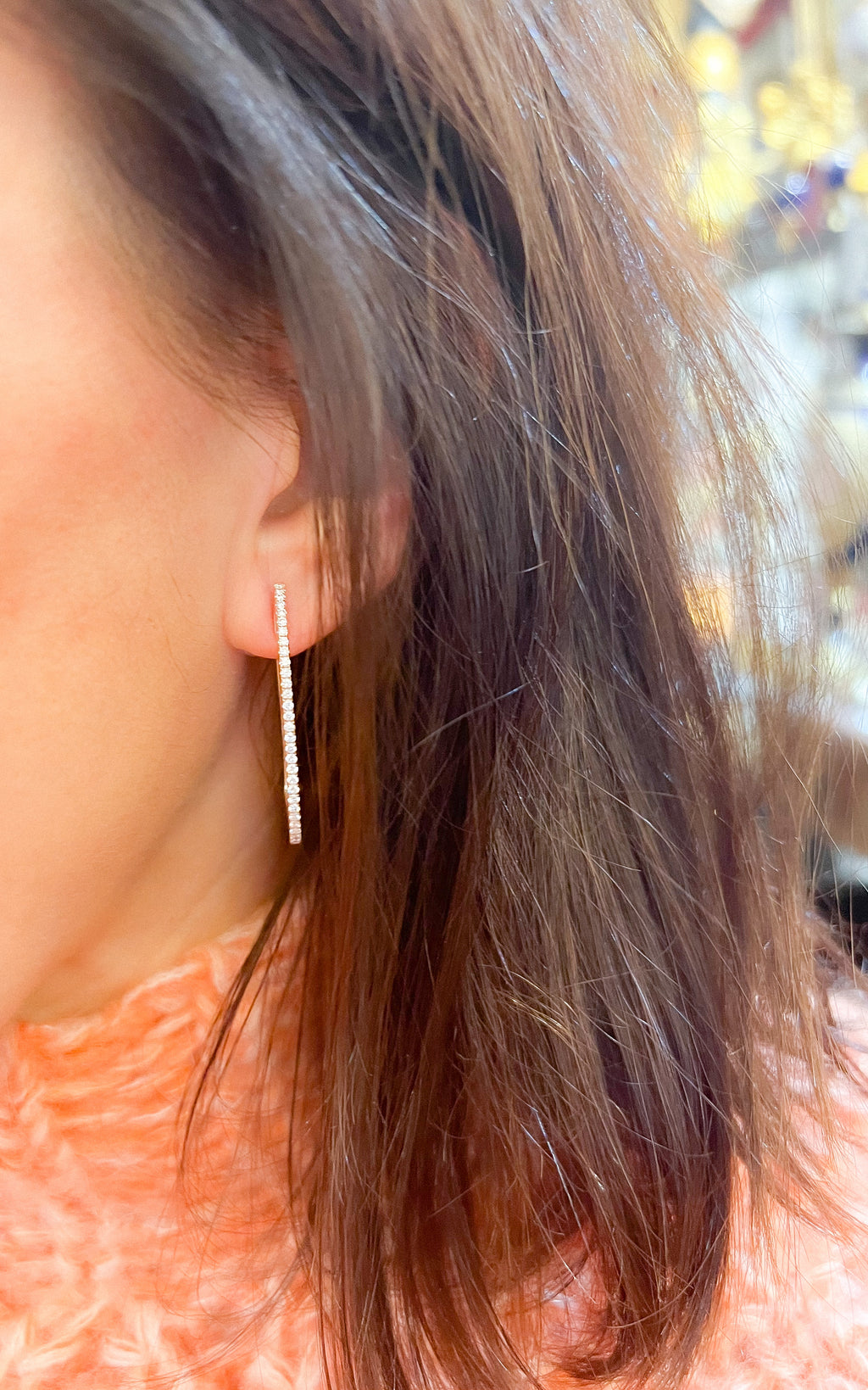 Boucles d'oreilles ovales en or rose et diamants
