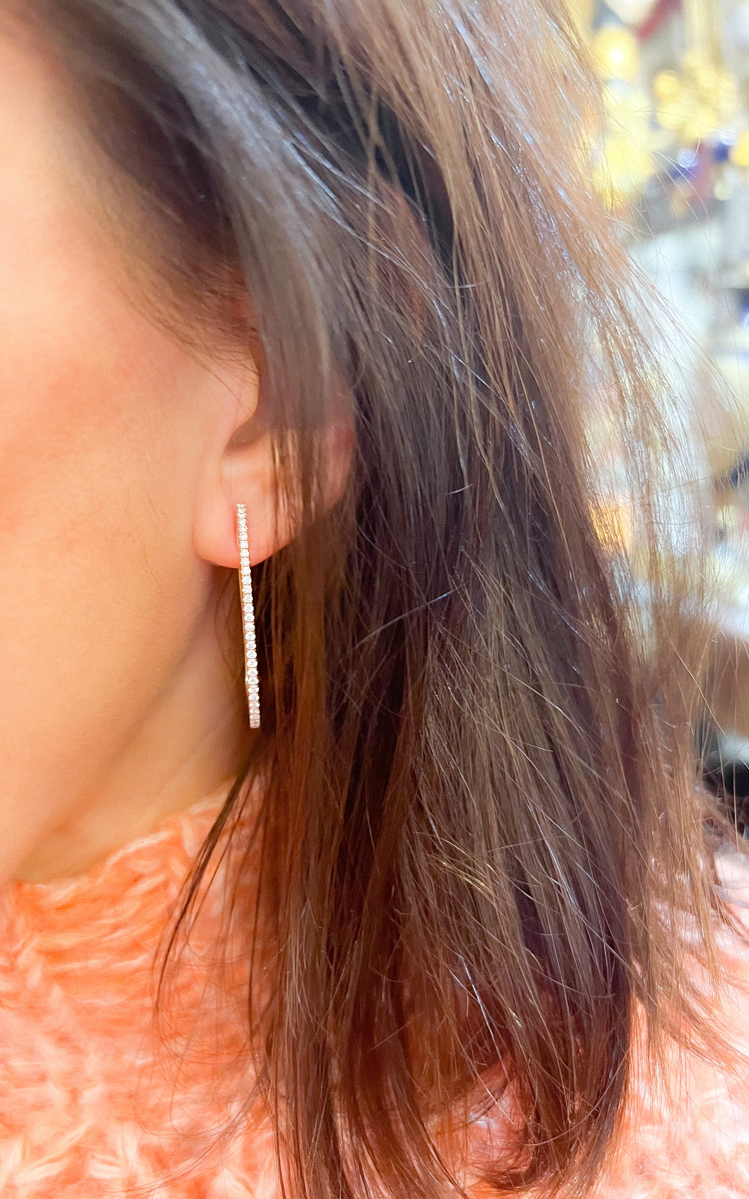 Boucles d'oreilles ovales en or rose et diamants
