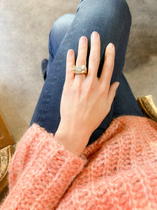 Bague Tank en platine et or