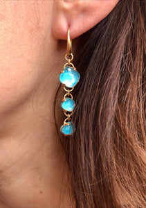 Paire de boucles d'oreilles de la maison Pomellato modèle Capri en topaze bleue et turquoise