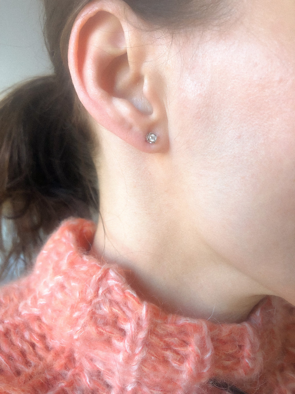 Boucles d'oreilles Dinh Van en or gris et diamants modèle Cube