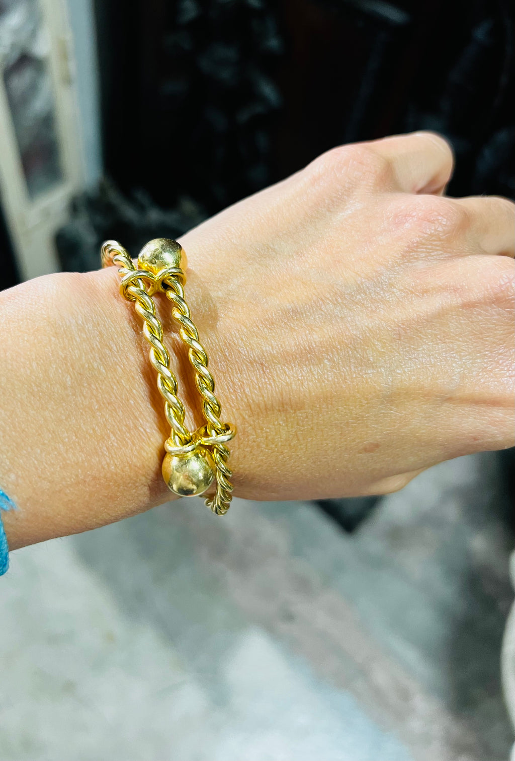 Bracelet jonc en or jaune torsadé