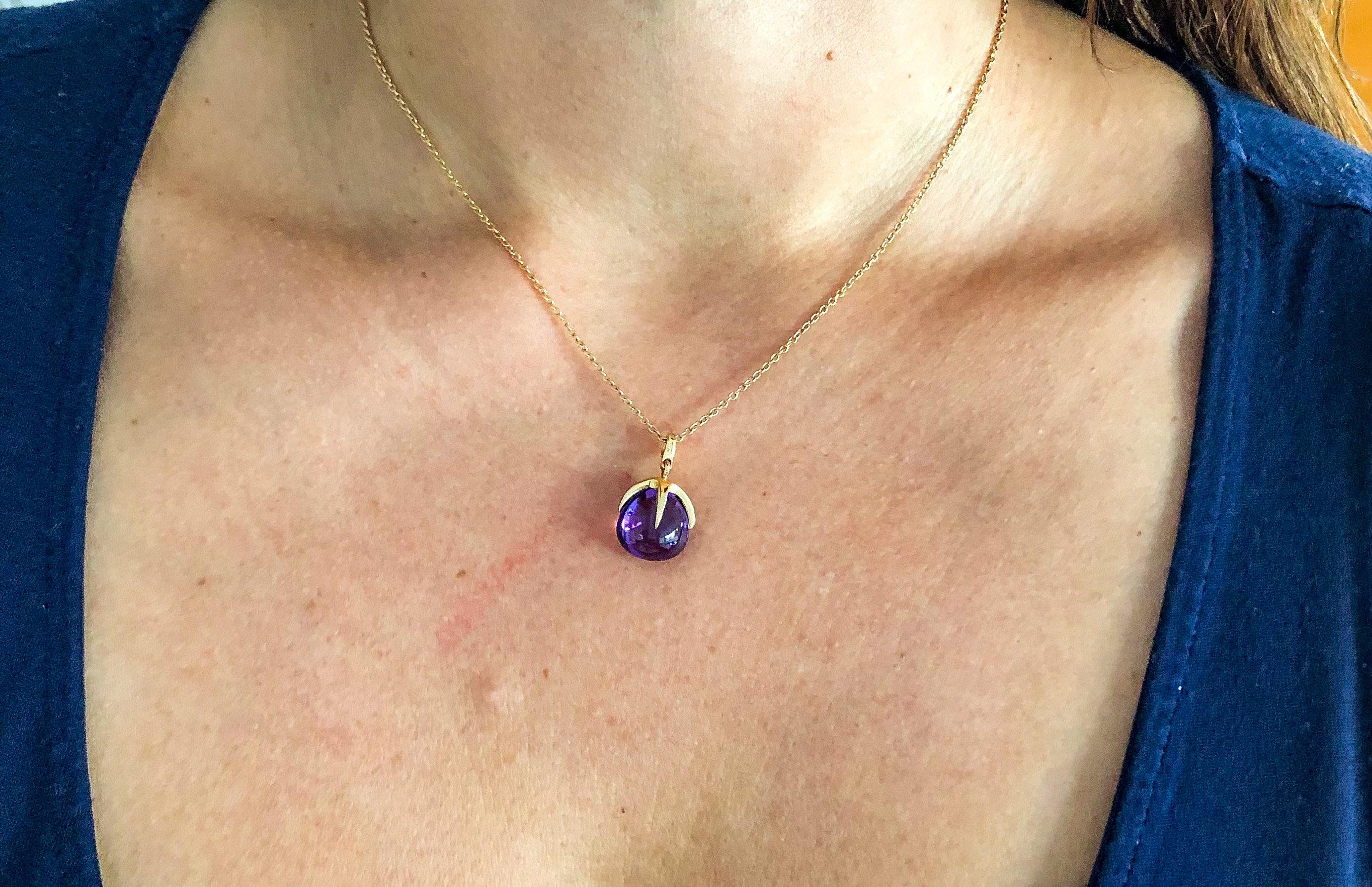 Collier de la maison Pomellato modèle Veleno en or rose et améthyste - adalgyseboutique