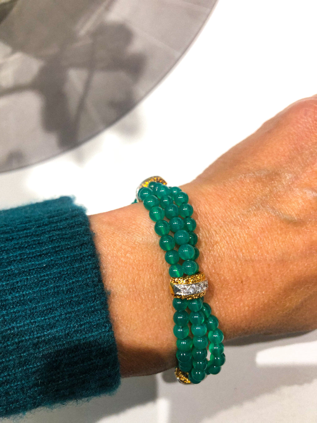 Bracelet Van Cleef and Arpels en chrysoprase diamants or jaune