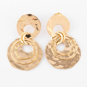 Boucles d'oreilles or jaune martelé