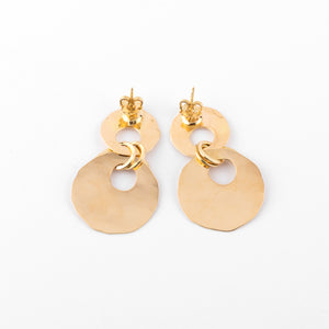 Boucles d'oreilles or jaune martelé
