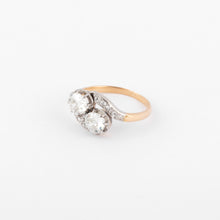 Charger l&#39;image dans la galerie, Bague Toi &amp; Moi en diamant platine et or
