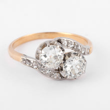 Charger l&#39;image dans la galerie, Bague Toi &amp; Moi en diamant platine et or
