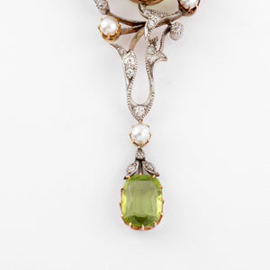 Collier or jaune et Argent Napoléon III orné de Péridot