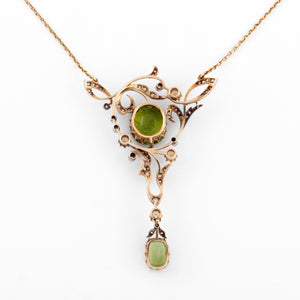 Collier or jaune et Argent Napoléon III orné de Péridot