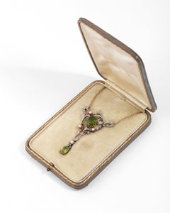 Collier or jaune et Argent Napoléon III orné de Péridot