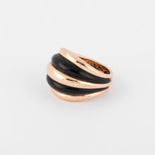 Charger l&#39;image dans la galerie, Bague jonc or rose et onyx de la maison Damiani
