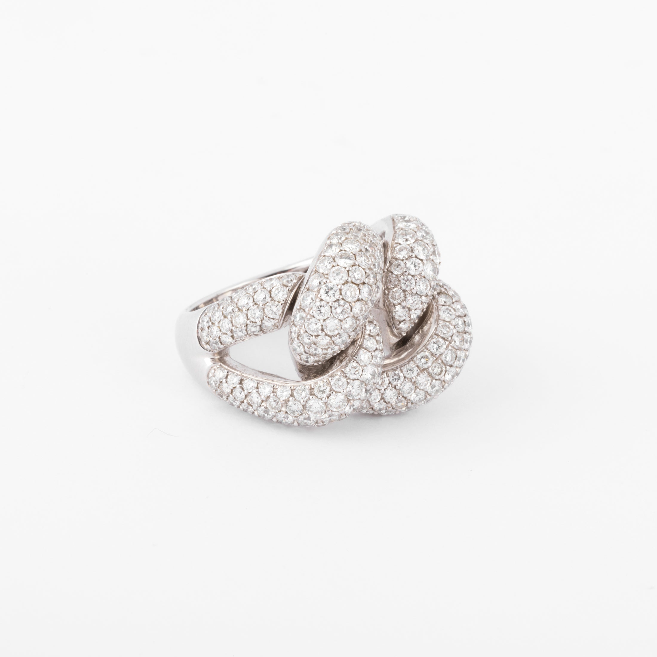 Bague or gris gourmette pavée de diamant