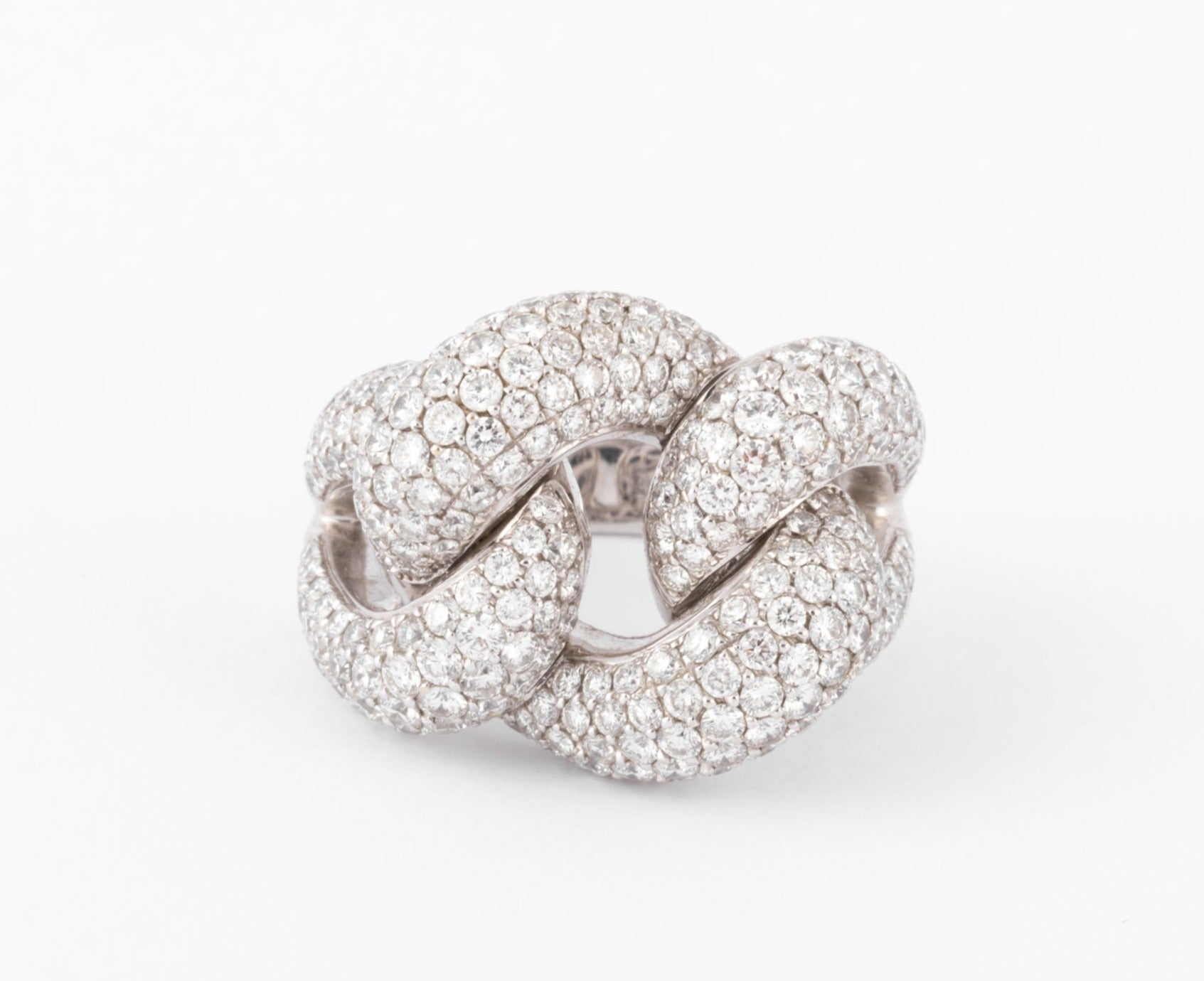 Bague or gris gourmette pavée de diamant