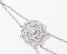 Charger l&#39;image dans la galerie, Collier or gris et motifs en fleurs en diamant
